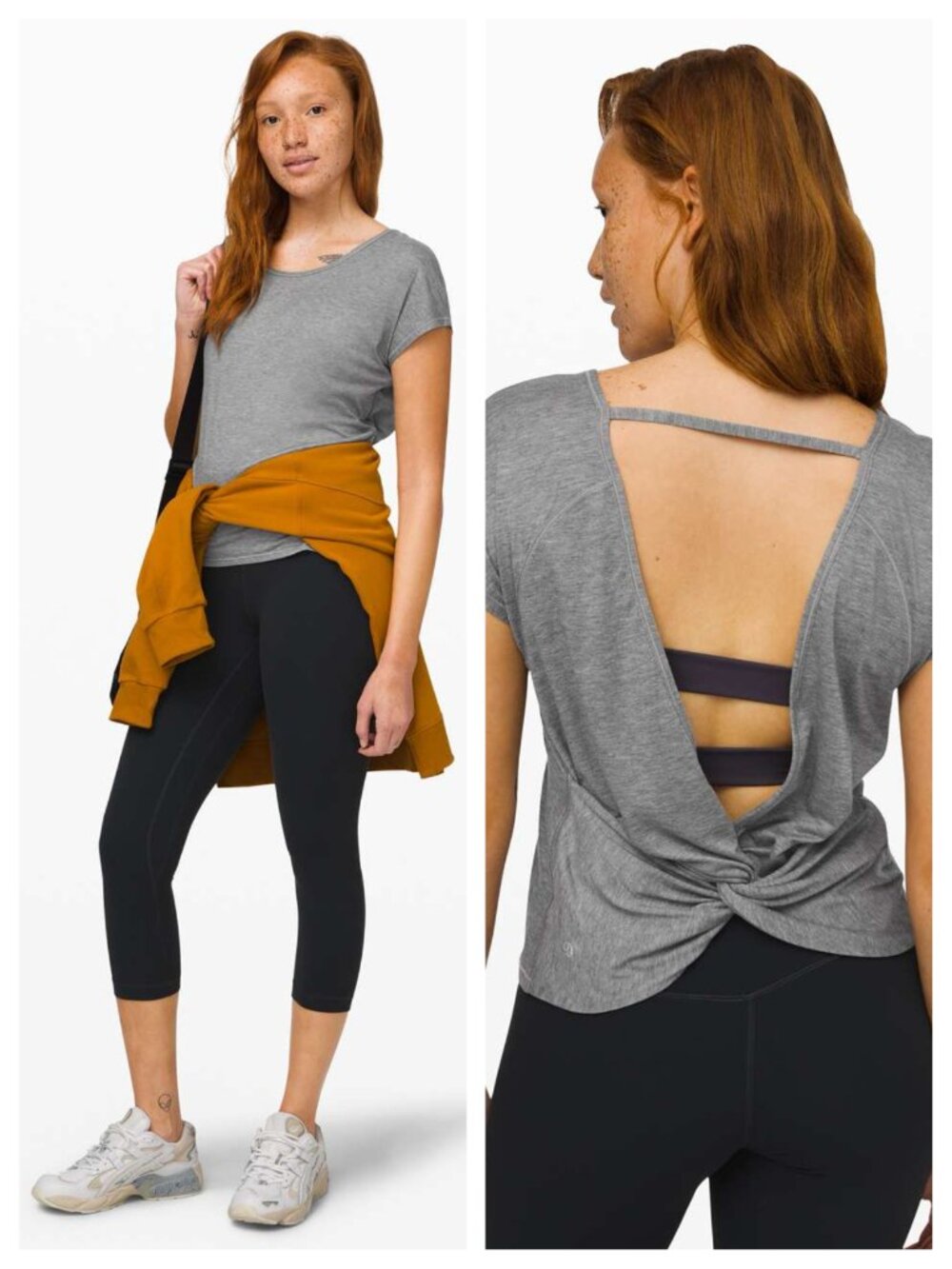 Lululemon Twist Back Tee 8 Heathered Core Medium Grey
